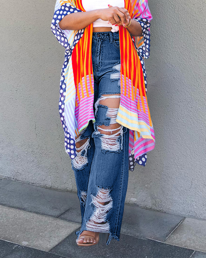Straight-Leg Ripped Jeans