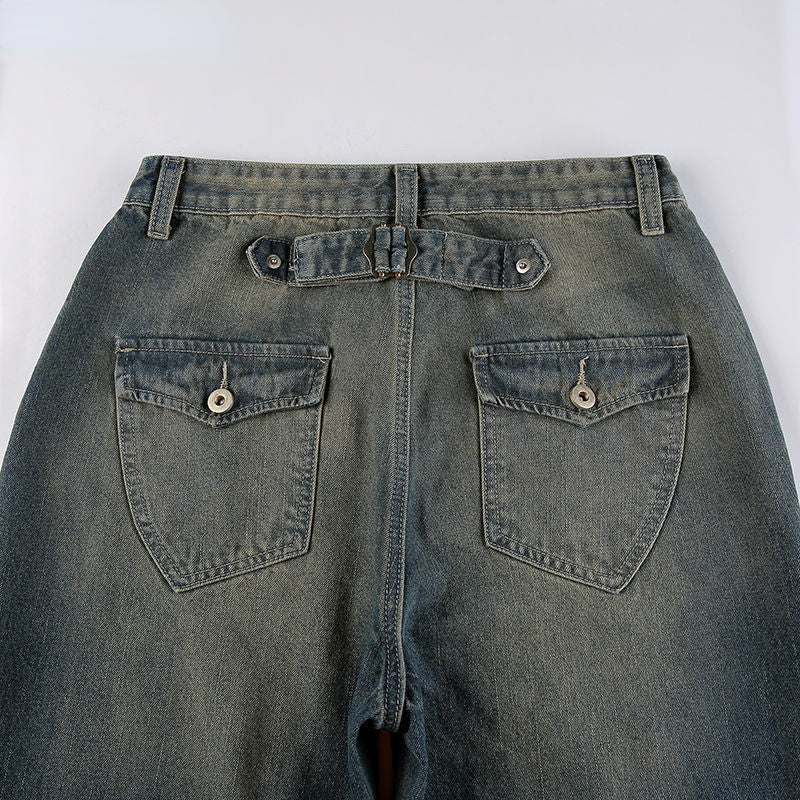 DressBetty - High Waist Vintage Oversized Casual Streetwear Harajuku Straight wide Leg Jeans
