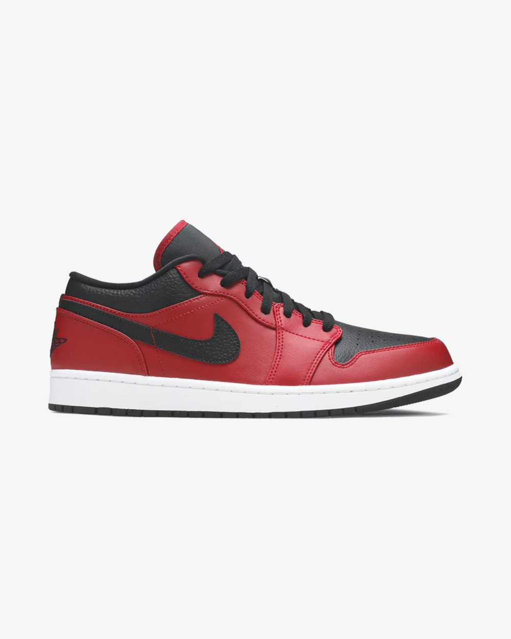 NIKE AIR JORDAN1 LOW REVERSE BRED PEBBLED SWOOSH