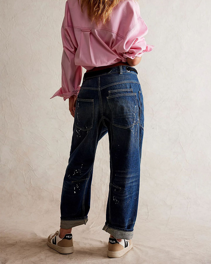 Loose Straight Drawstring Casual Trousers