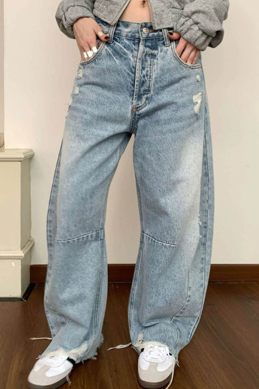 Light Wash Cropped Boyfriend Jeans