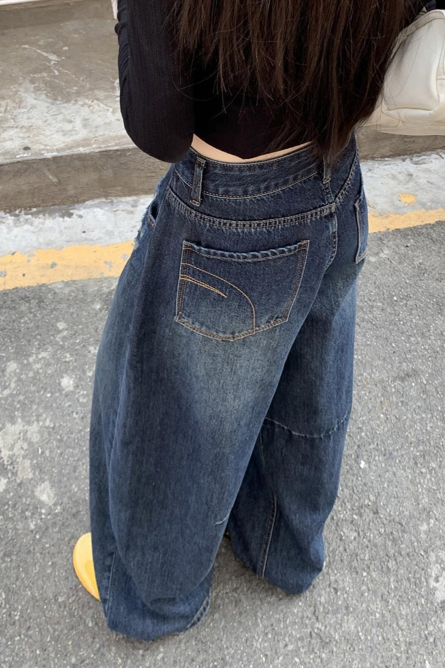 Washed Wide Leg Vintage Jeans