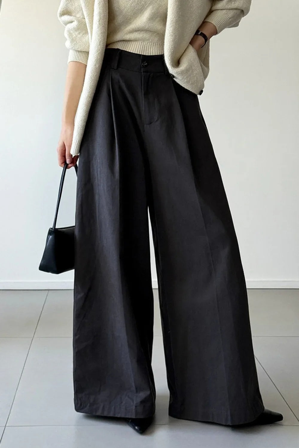 Retro Relaxed High-Waisted Wide-Leg Pants