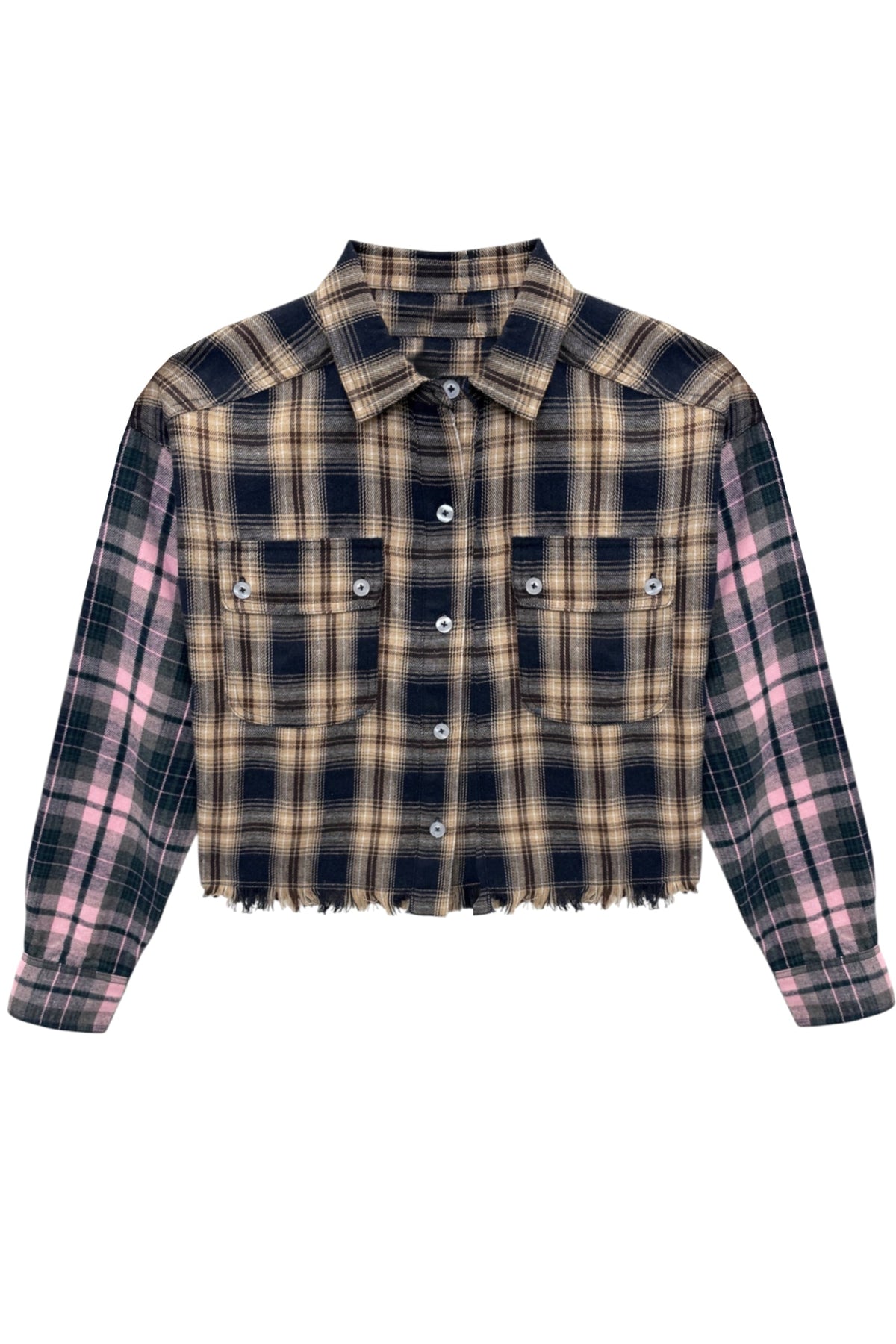 TWEEN BREE CROPPED FLANNEL BUTTON DOWN - FINAL SALE