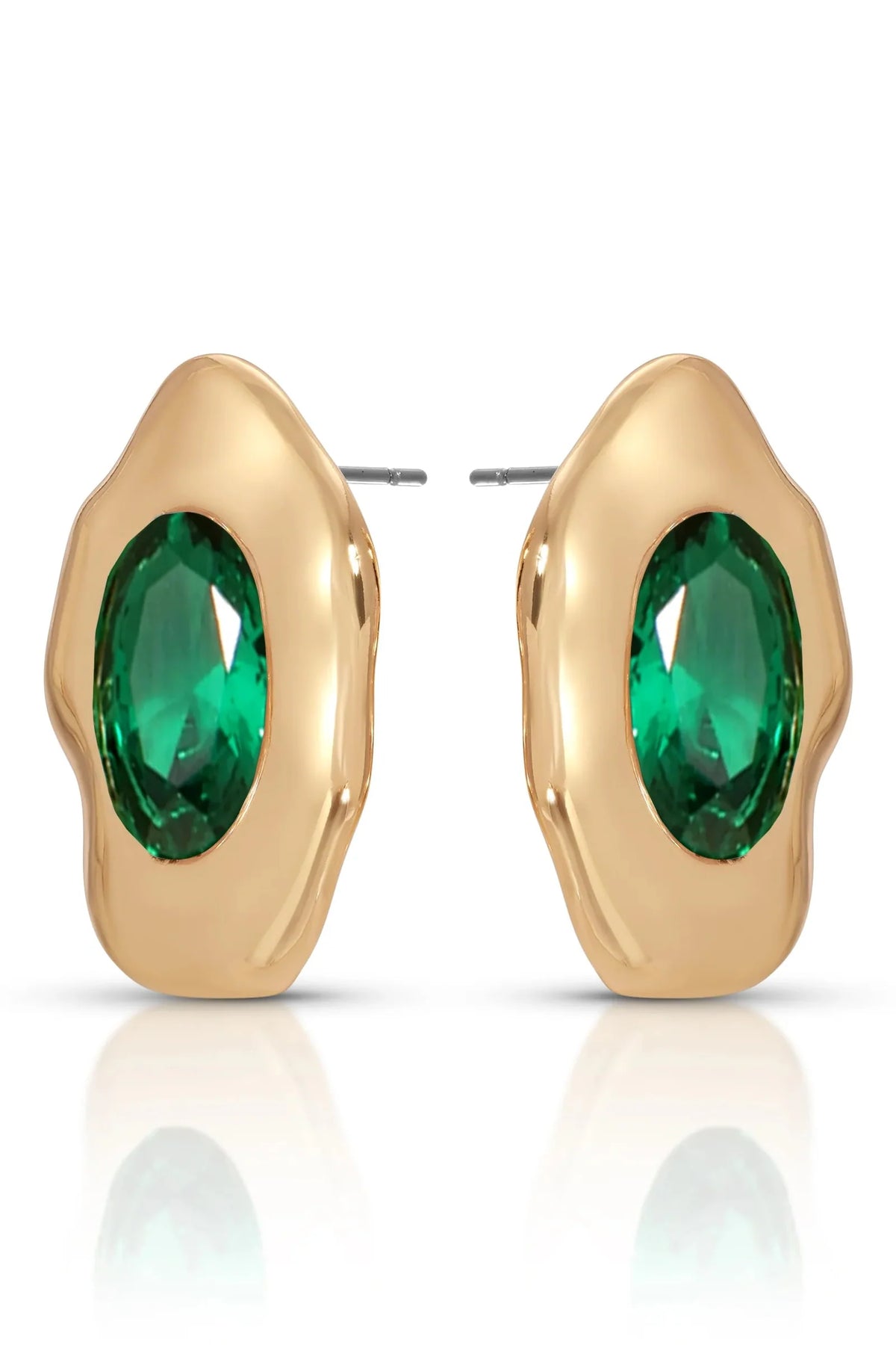 Molten Glow Crystal Studs - Emerald