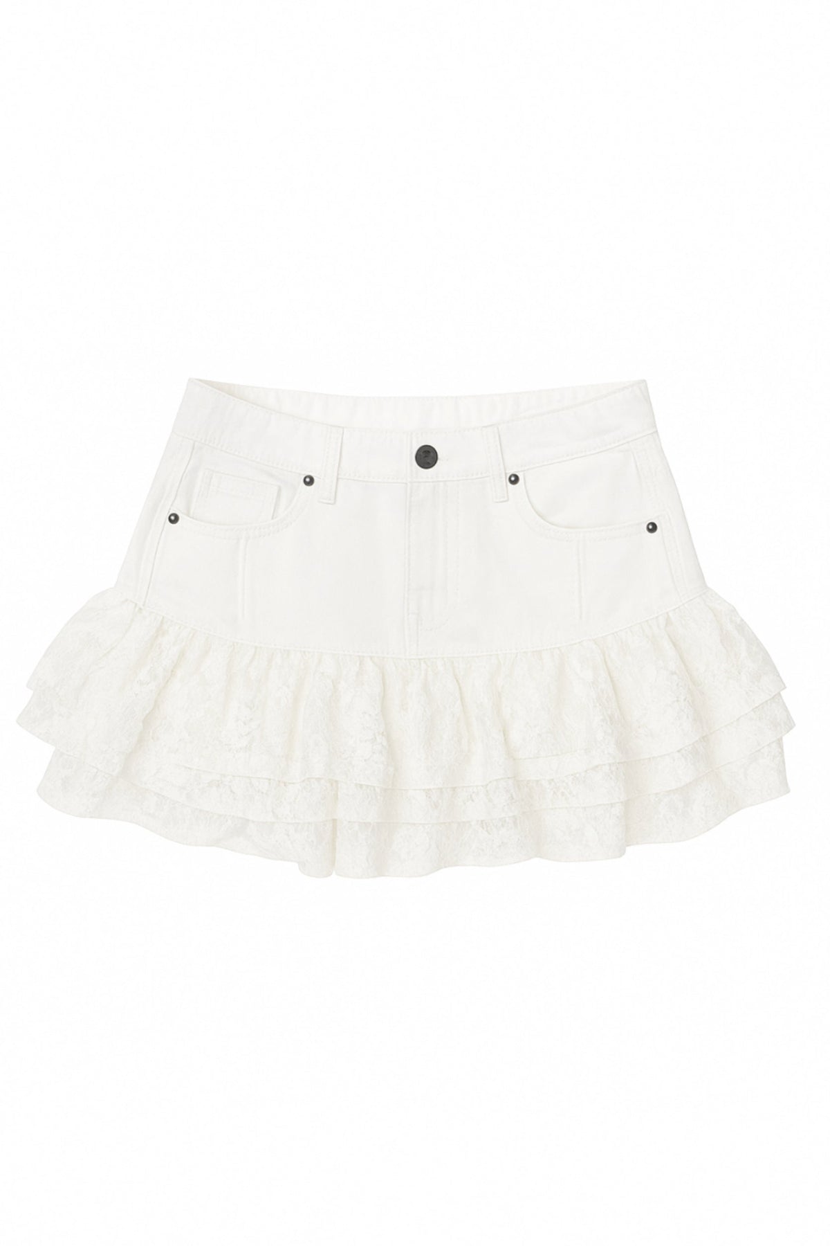 TWEEN MALAGA LACE RUFFLE DENIM SKIRT