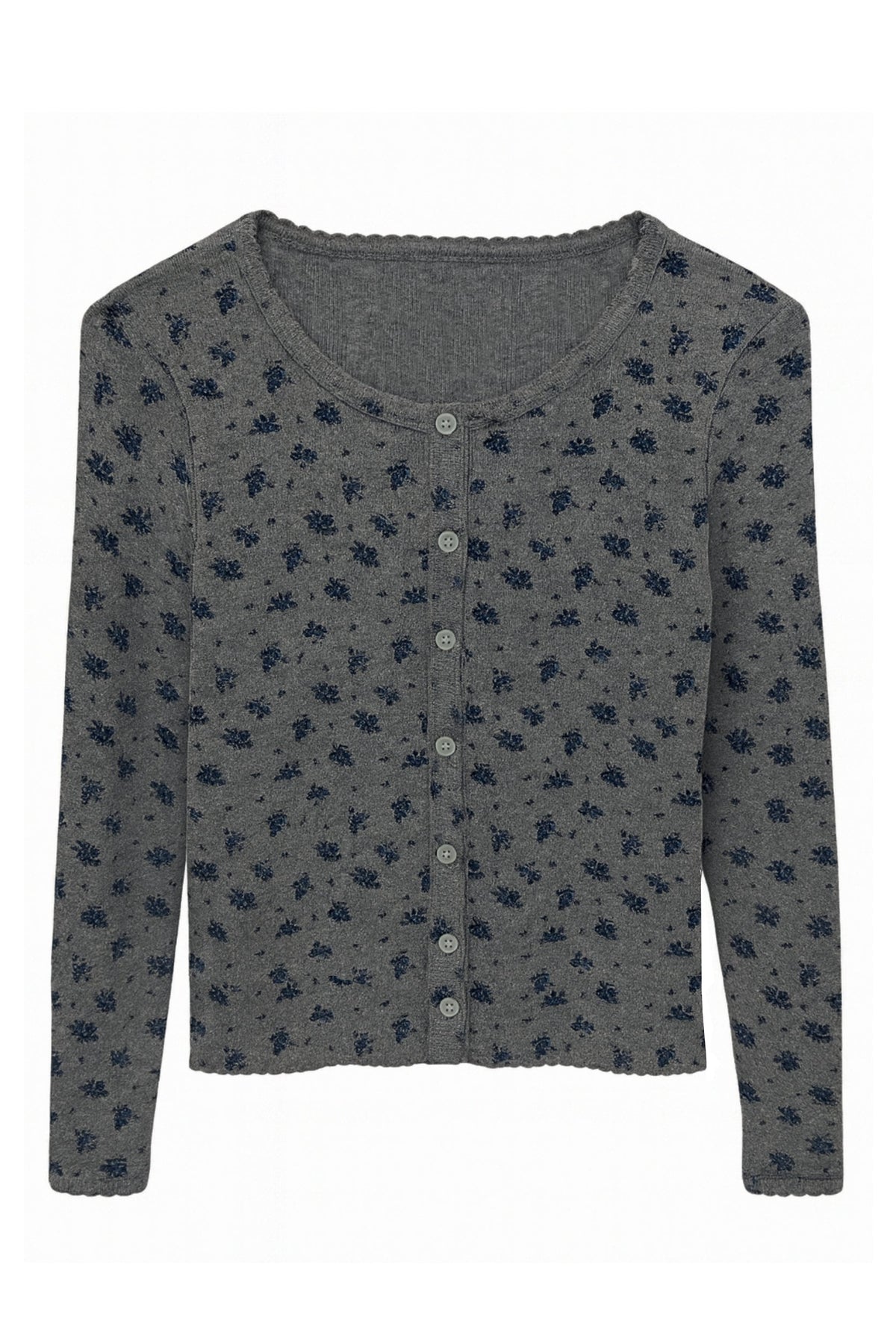JUNIOR MARINA PRINT POINTELLE BUTTONDOWN - FINAL SALE