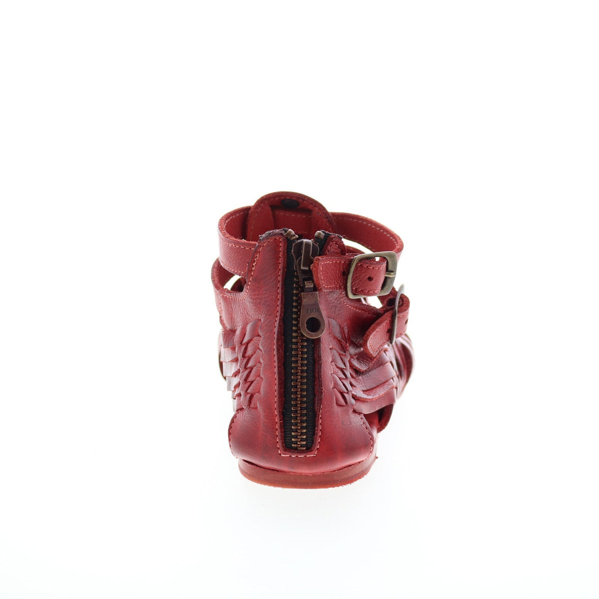 Bed Stu Claire III F373183 Womens Red Leather Zipper Strap Sandals Shoes