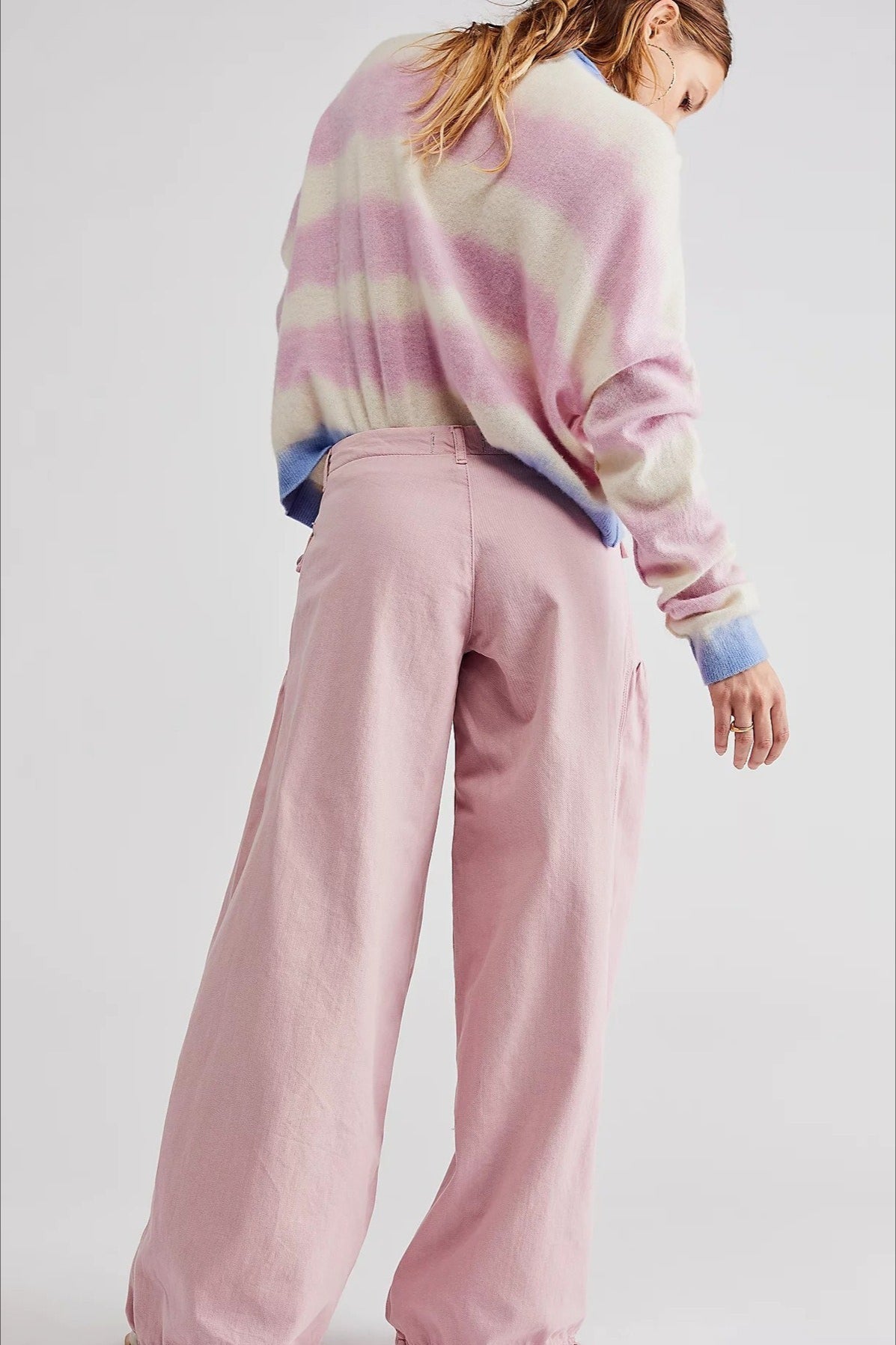 Ruched Mid Rise Wide Leg Jeans