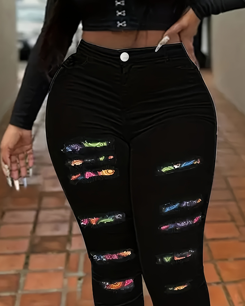 Ripped Patch Jeans