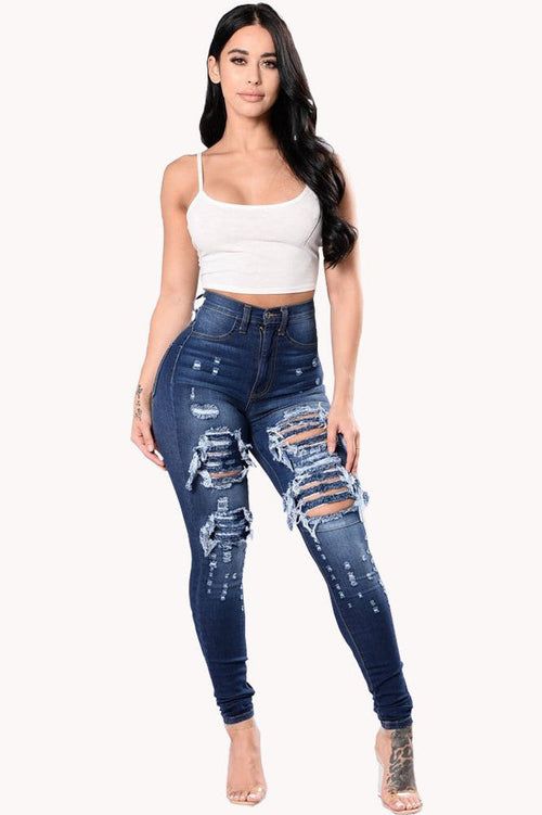 Distressed Skinny Slim Fit Casual Jeans