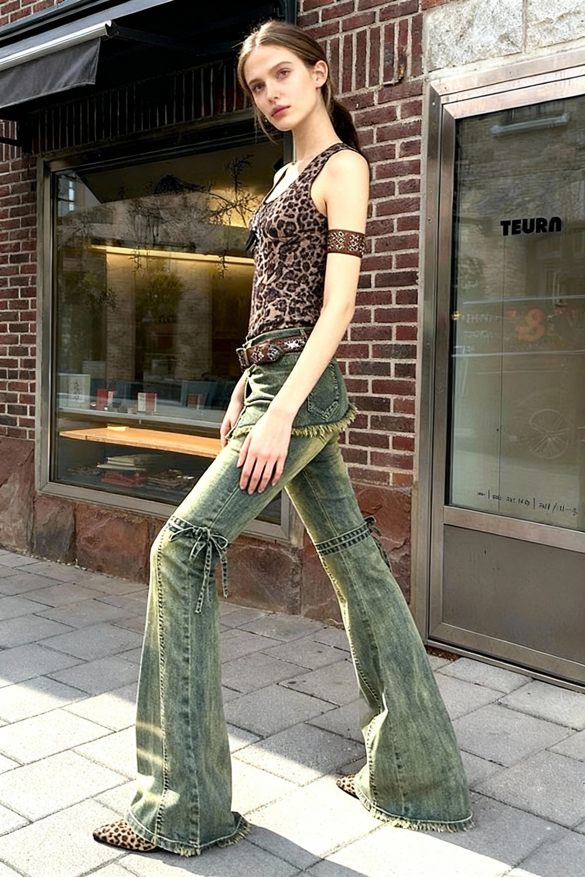 Blue Baggy High Waist Cargo Jeans