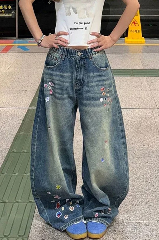 Cartoon Graffiti Baggy Jeans