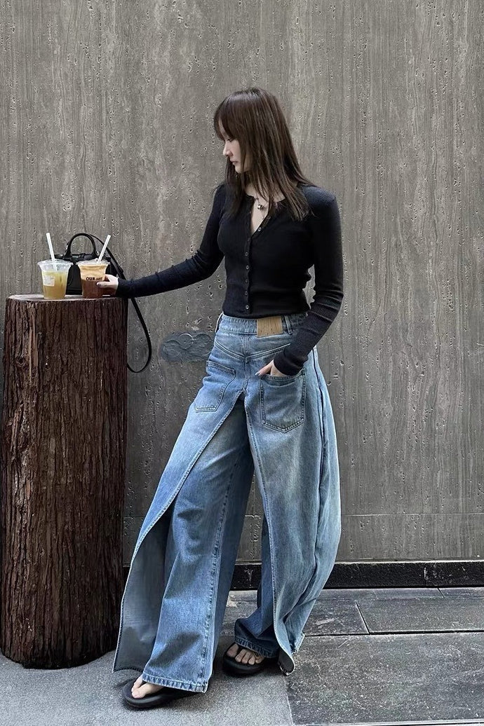 Vintage Washed Deconstructed Jeans
