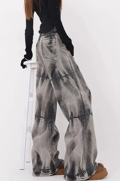 Tie-Dye Loose Straight-Leg Jeans