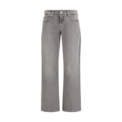 7FOR Gray Cotton Straight-Leg Jeans