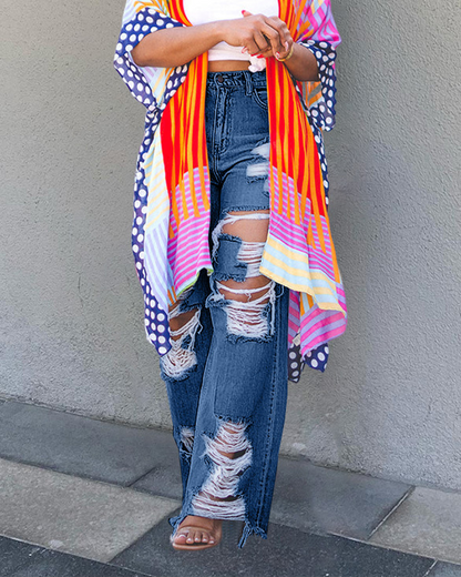 Straight-Leg Ripped Jeans