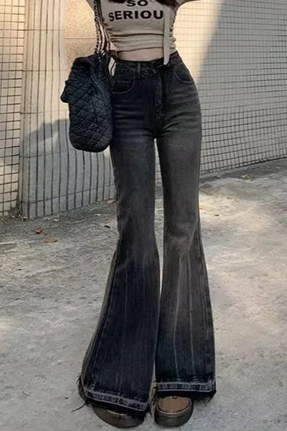 Slim Fit Elastic Bell Bottom Jeans