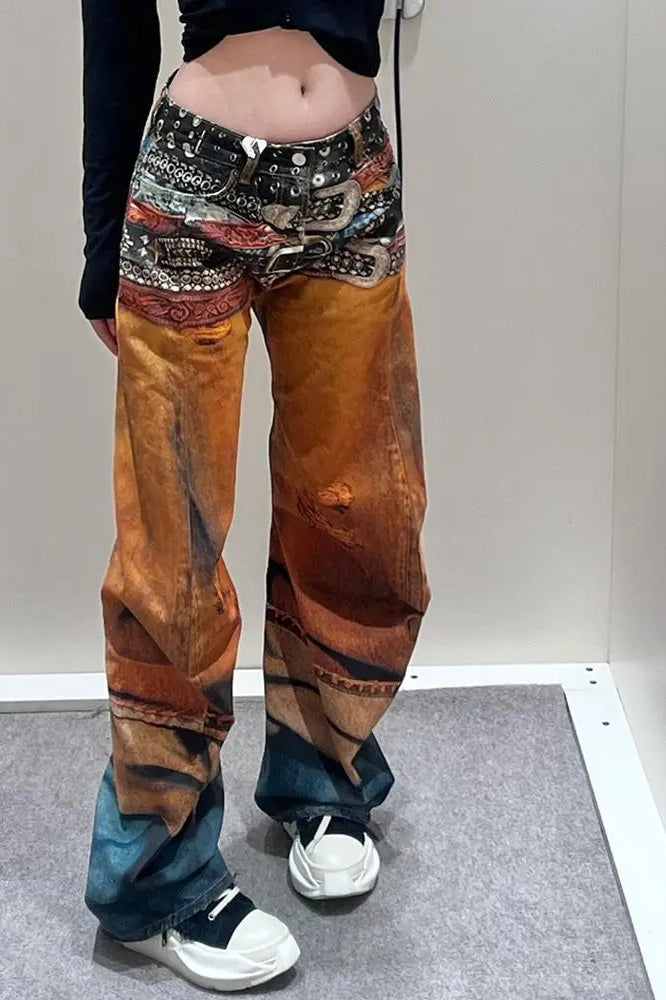 Street Style Abstract Gradient Jeans