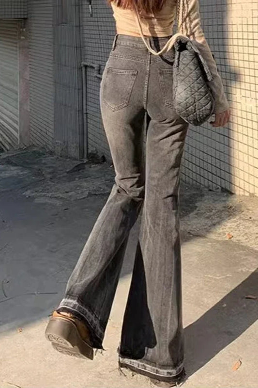Slim Fit Elastic Bell Bottom Jeans