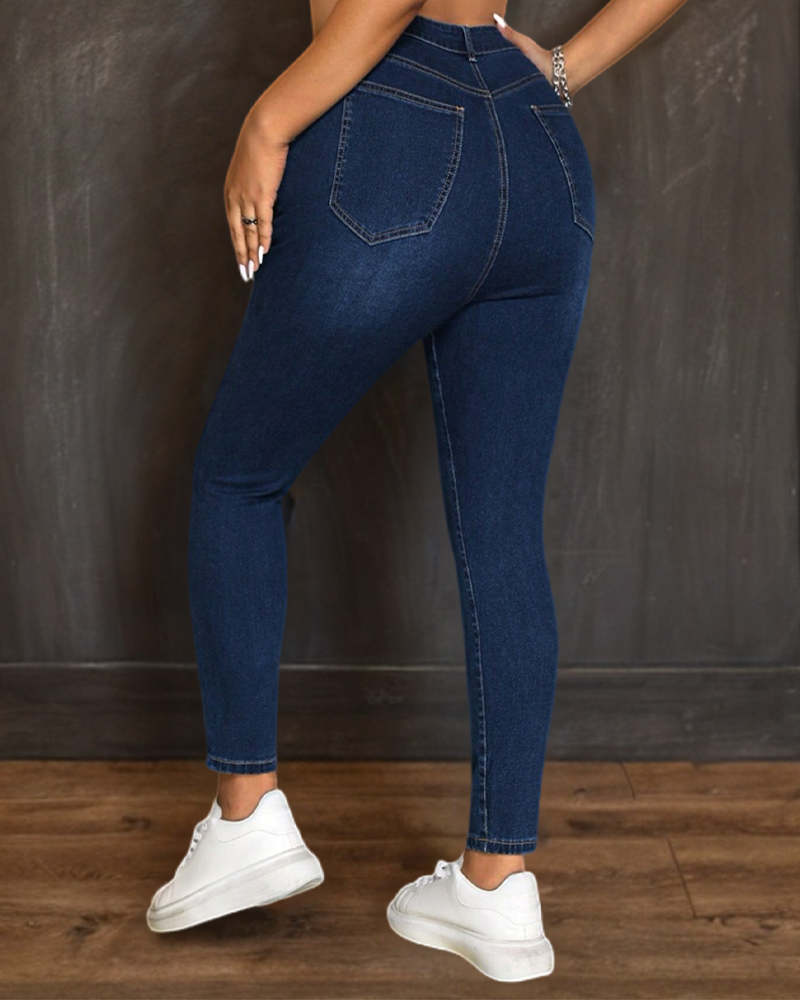 High-Waisted Slim-Fit Jeans