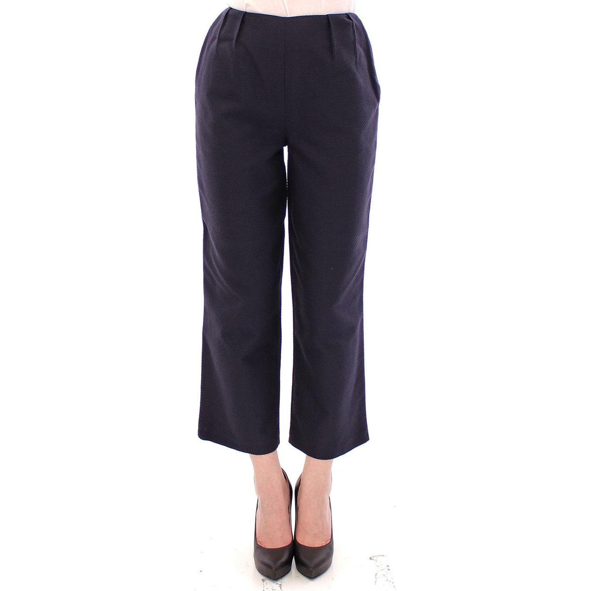 Andrea Incontri Blue Cropped Cotton Pants