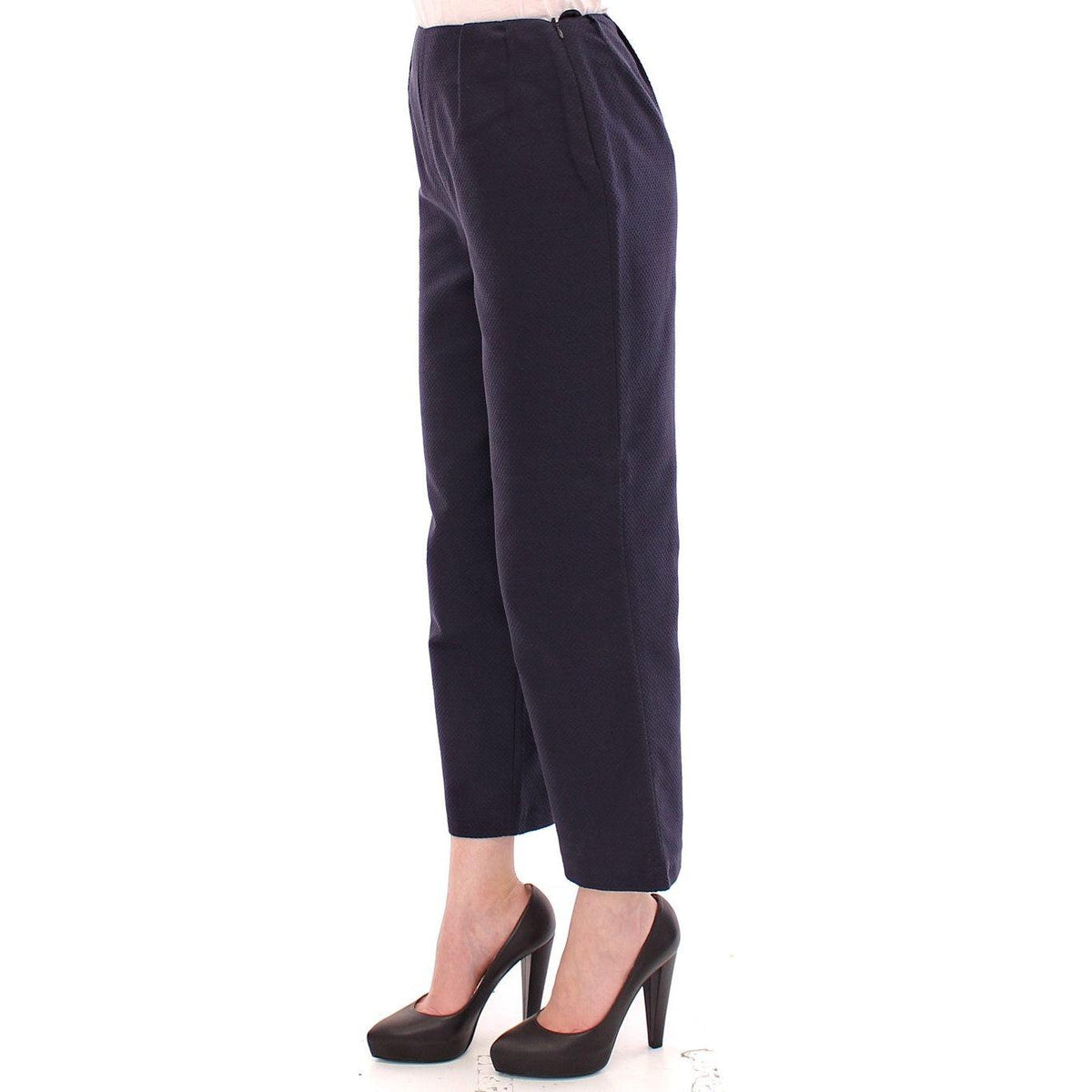 Andrea Incontri Blue Cropped Cotton Pants