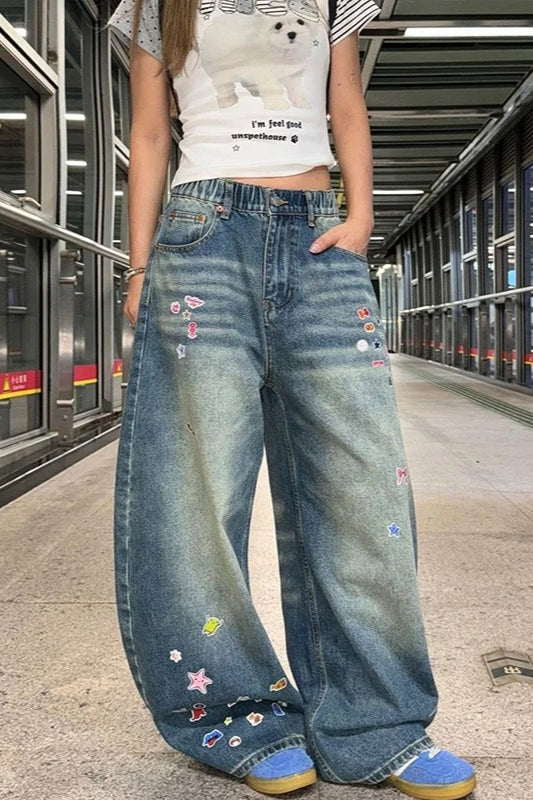 Cartoon Graffiti Baggy Jeans