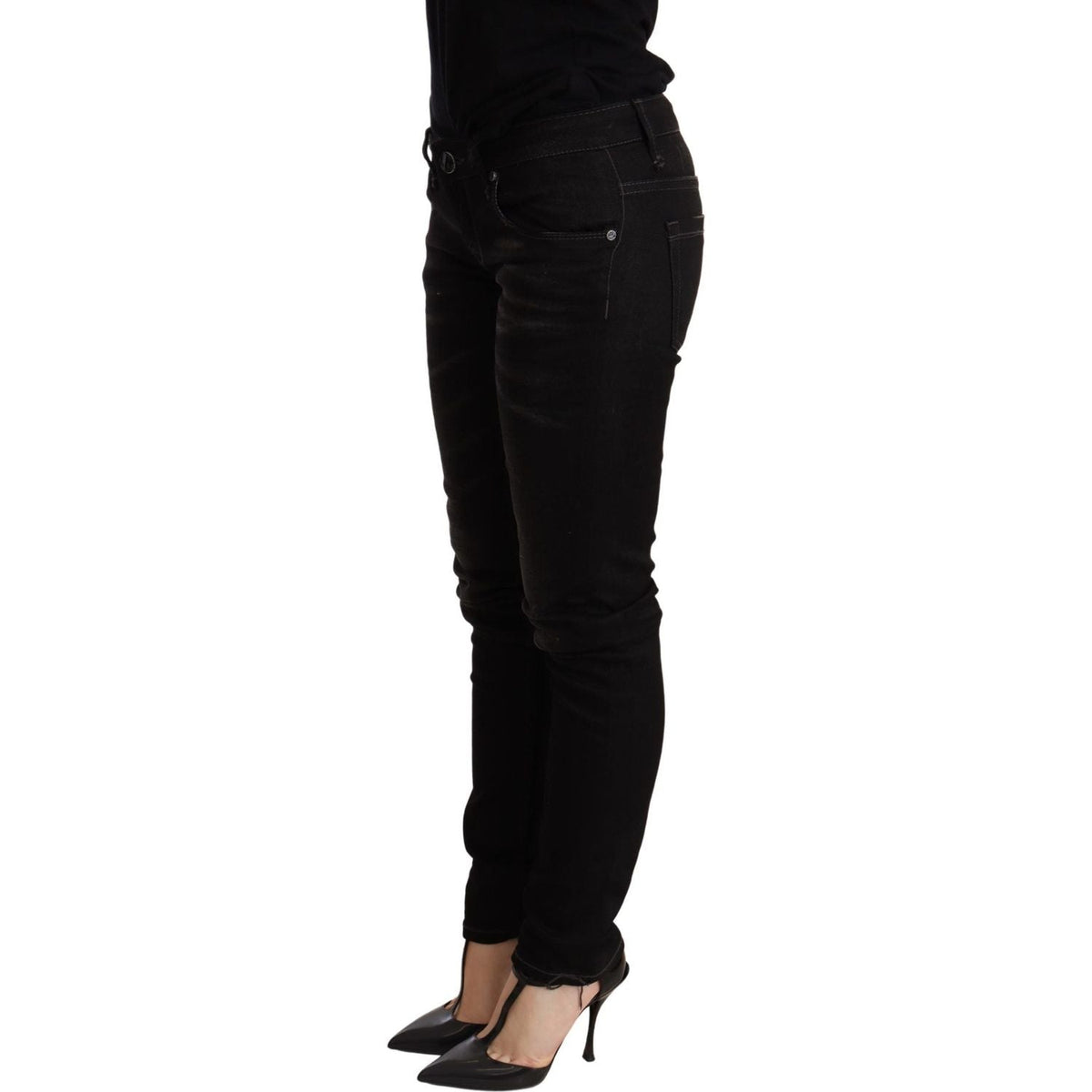 Acht Black Low Waist Skinny Denim Trouser