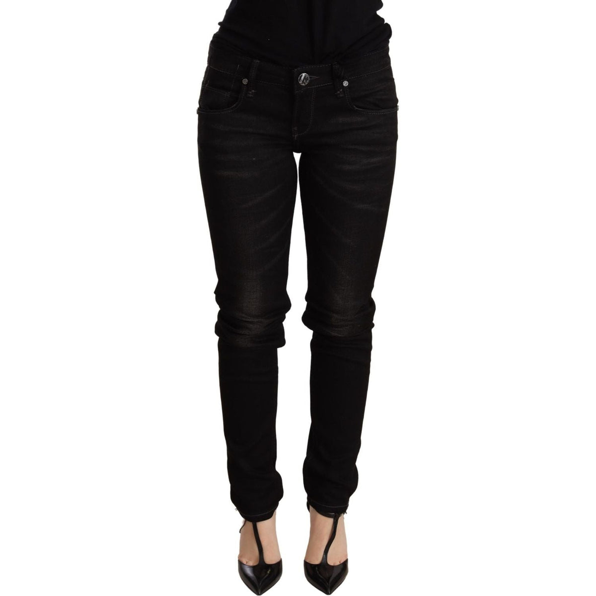 Acht Black Low Waist Skinny Denim Trouser