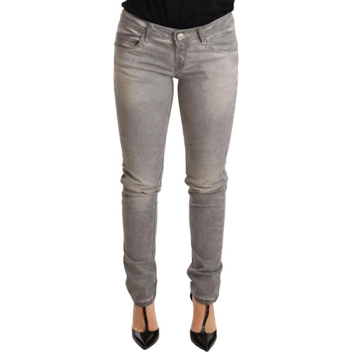 Acht Light Gray Washed Cotton Slim Fit Denim Women Trouser Jeans