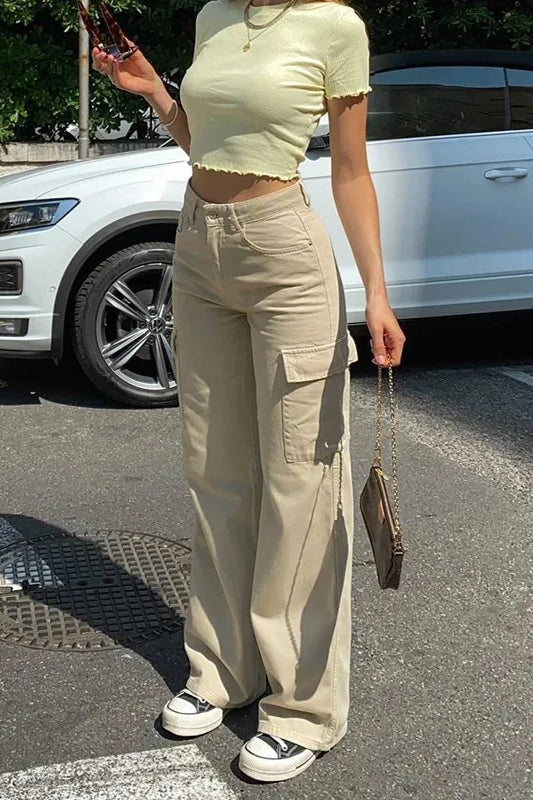 Splice High Waist Straight Jeans