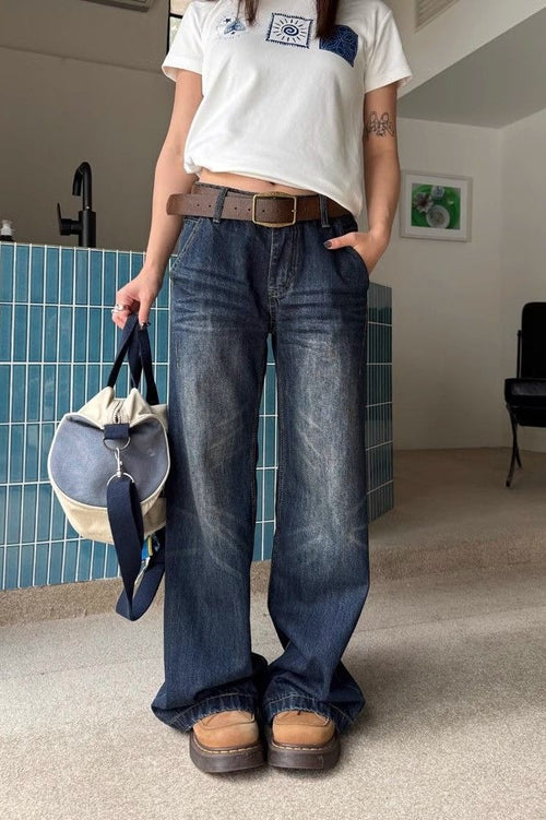 High Waist Relaxed Fit Denim Jeans
