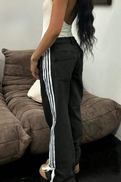 Y2K Side Bow Ribbon Straight Leg Street Style Jeans