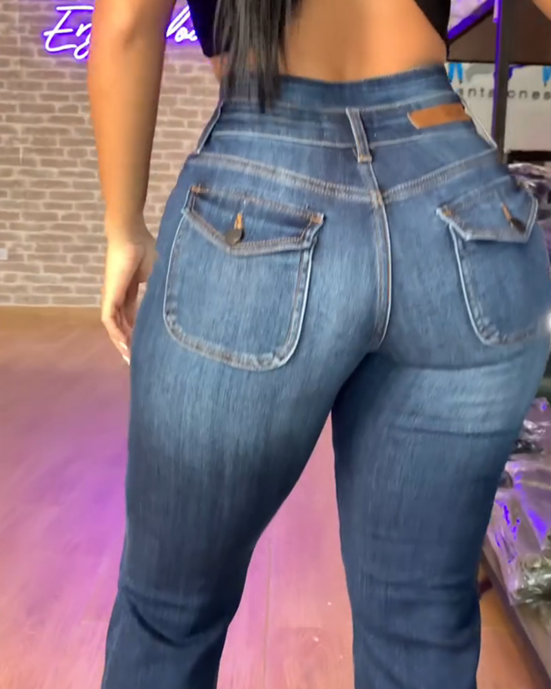 High-Waisted Slim-Fit Jeans