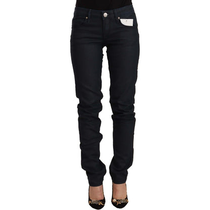 Acht Black Cotton Low Waist Slim Fit Denim Jeans
