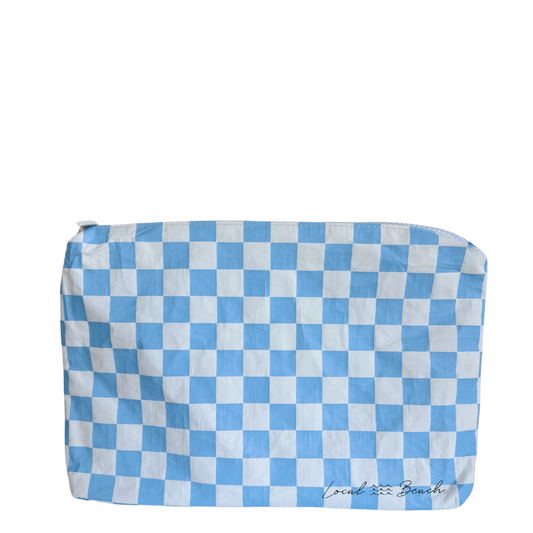 Blue Checker Water Resistant Pouch