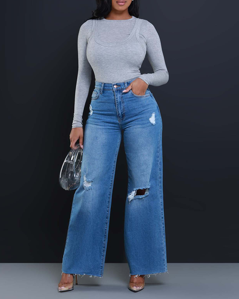 High-Rise Loose Straight Jeans