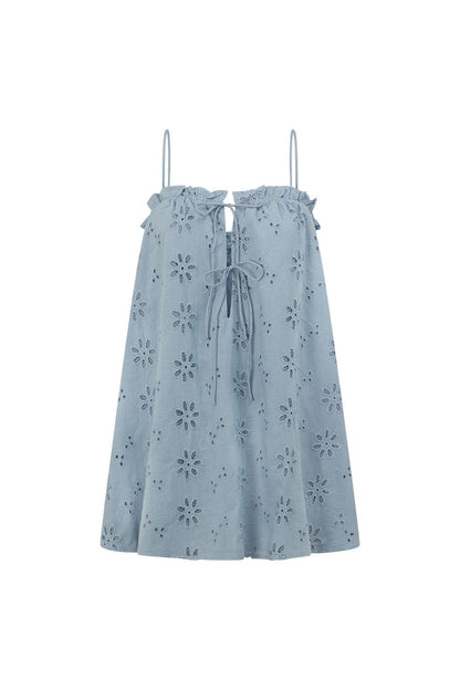 Evelia Dress - Blue Broderie