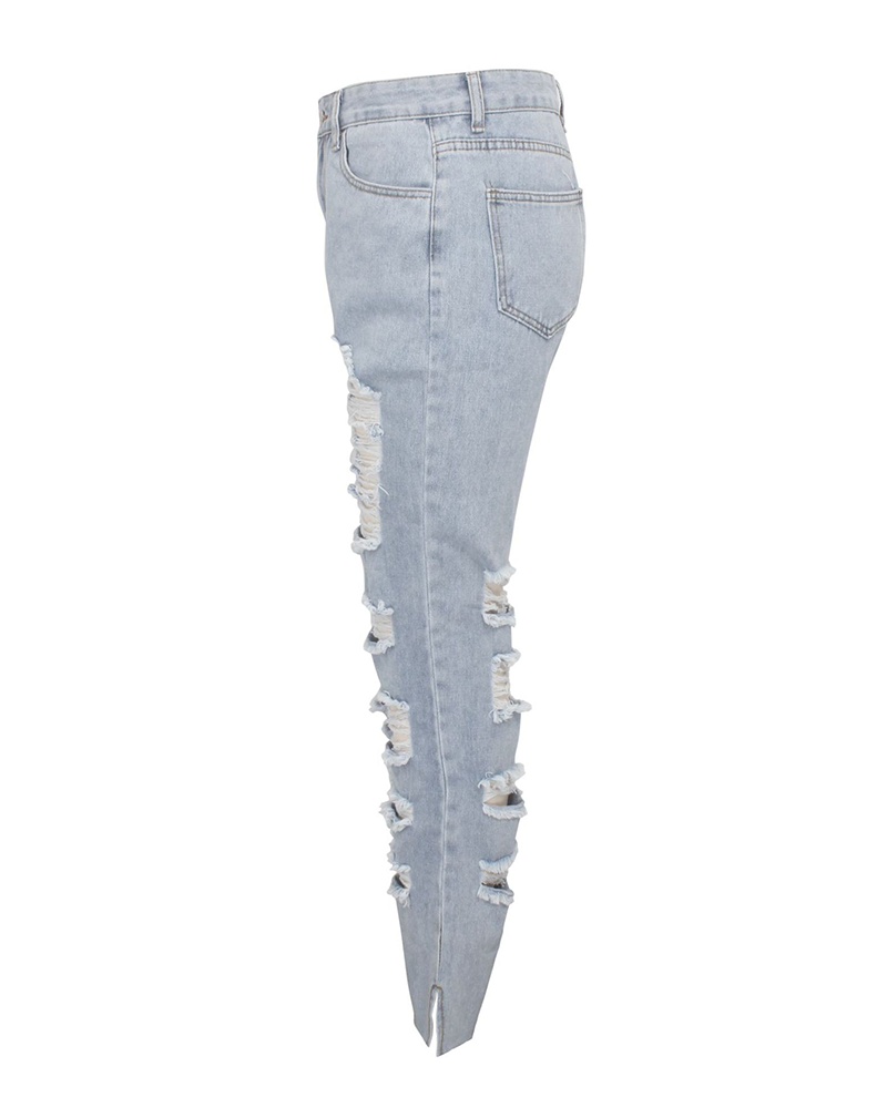 Ripped Straight Jeans