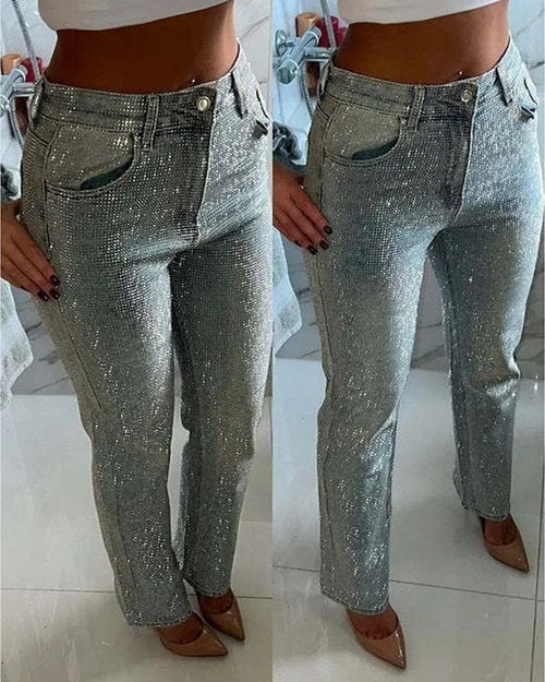 Rhinestone Baggy Jeans