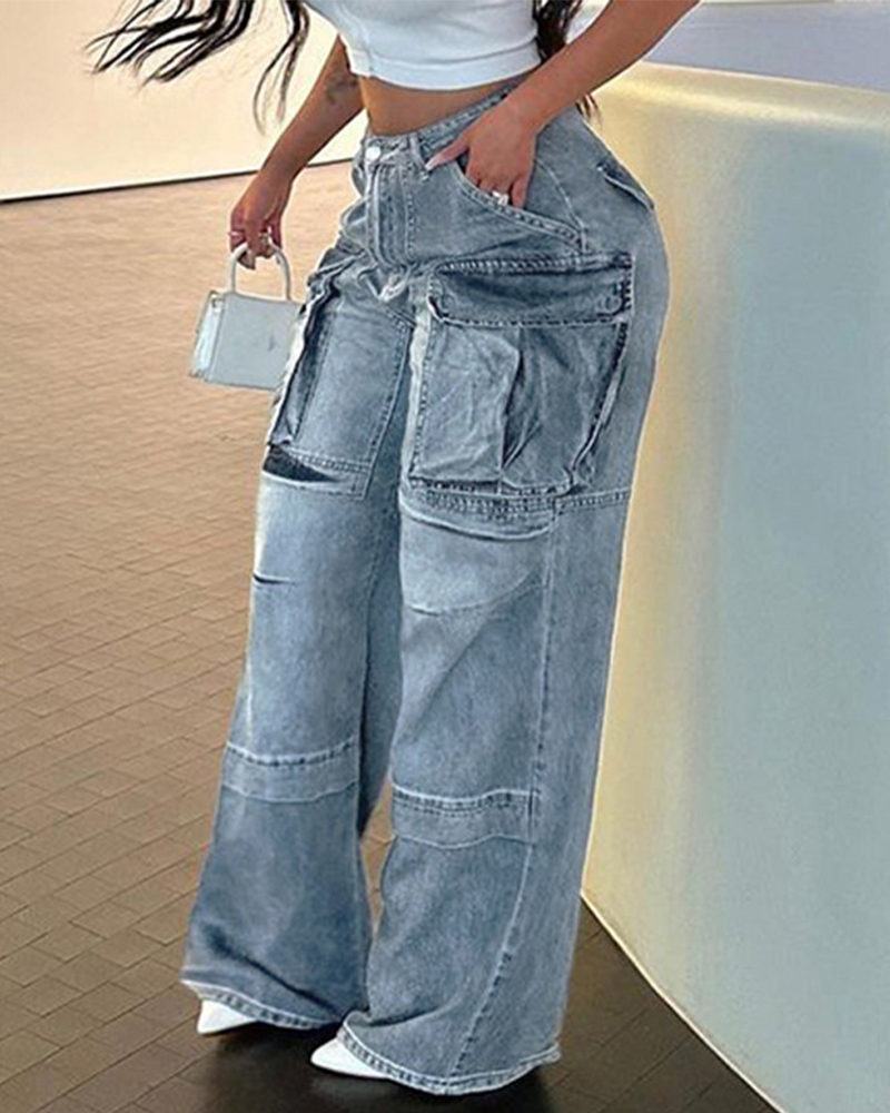 Loose Multi-Pocketed Clothes Jeans