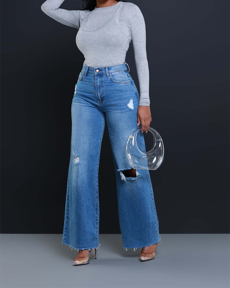 High-Rise Loose Straight Jeans
