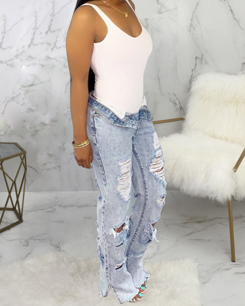 Ripped Straight Jeans
