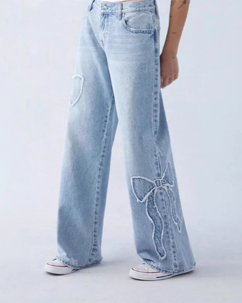 Raw Bow Jeans On The Side
