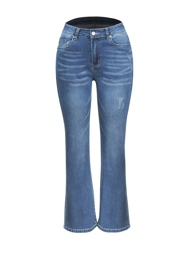 DressBetty - Fashion High Stretch Slim Denim Trousers Street Casual Boot Cut Pants S-2XL Drop Shipping