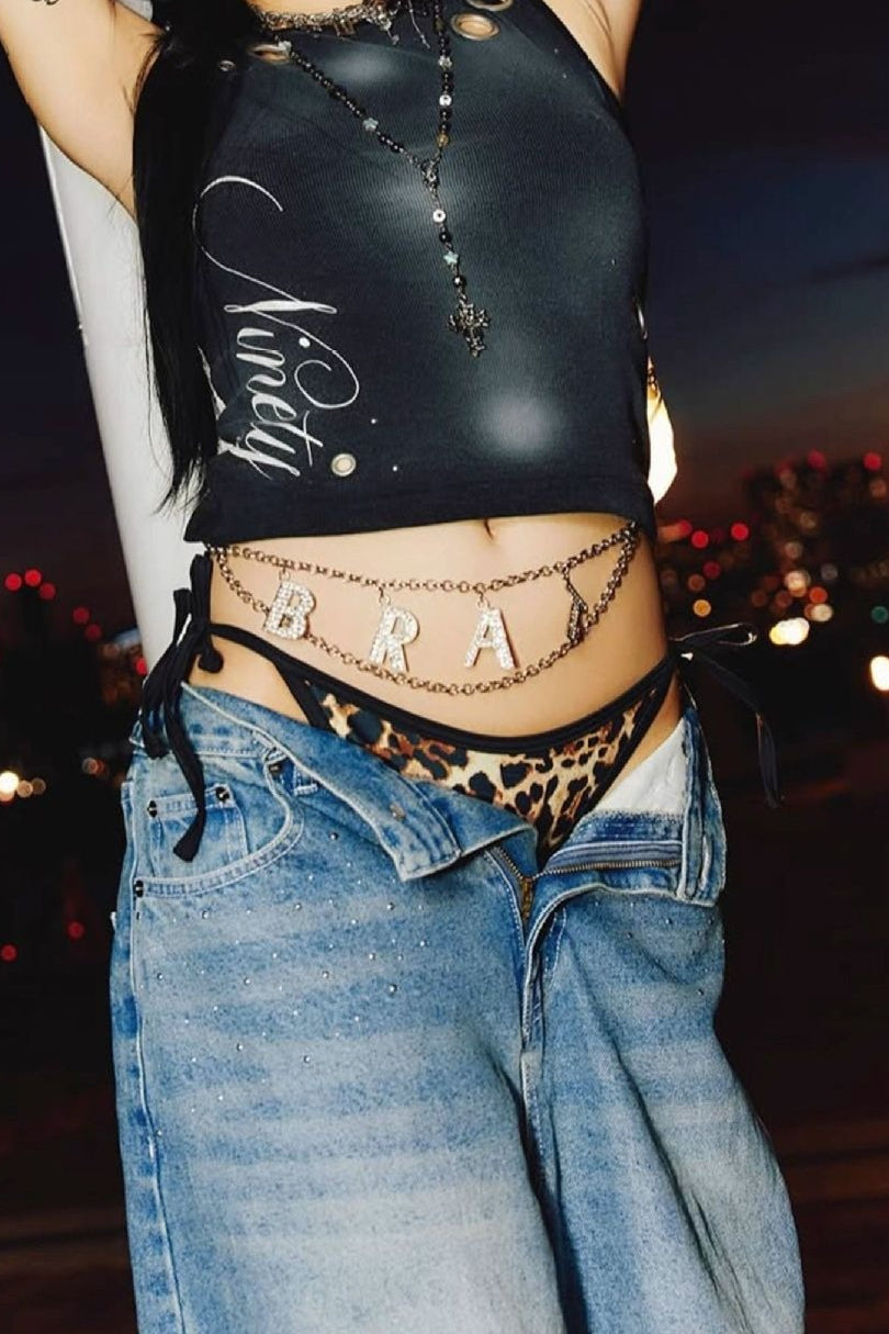 Angel Wing Embroidery Rhinestone Straight Jeans