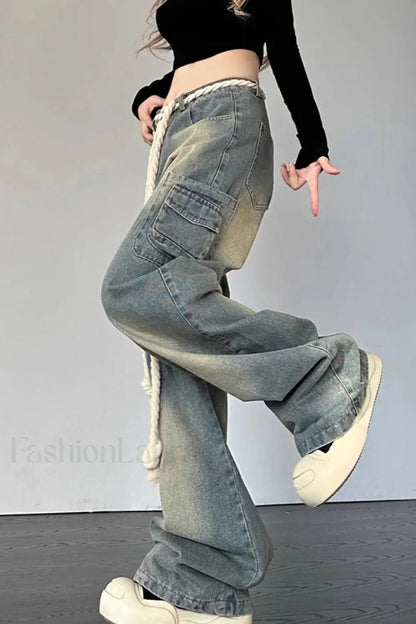 Wide Leg Patchwork Heart Jeans