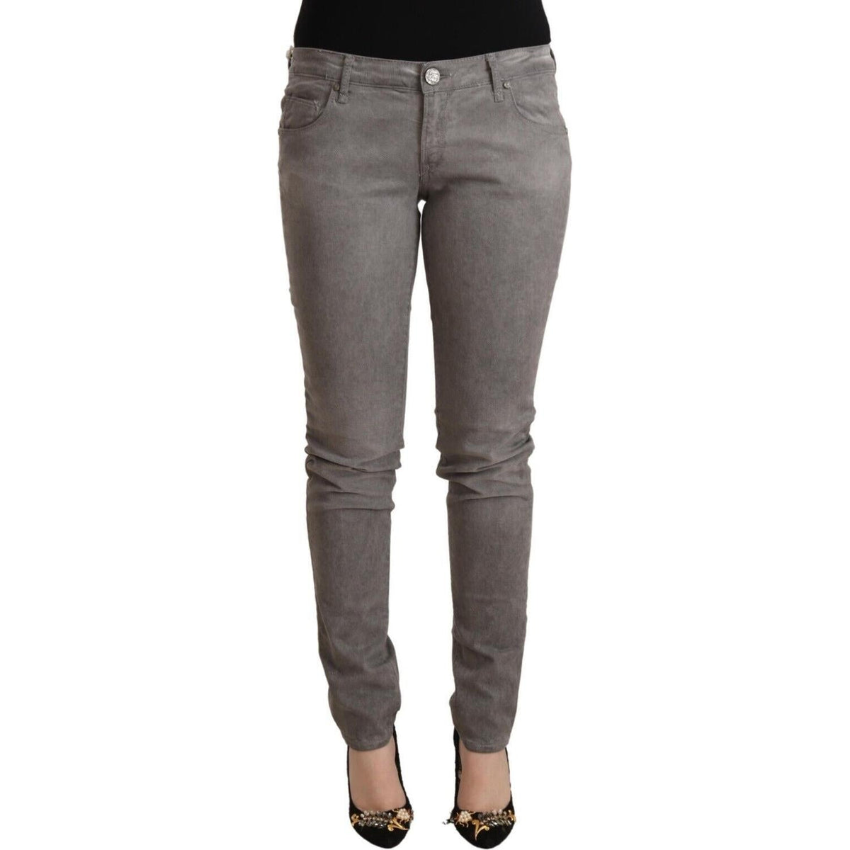 Acht Gray Cotton Low Waist Skinny Push Up Denim Jeans