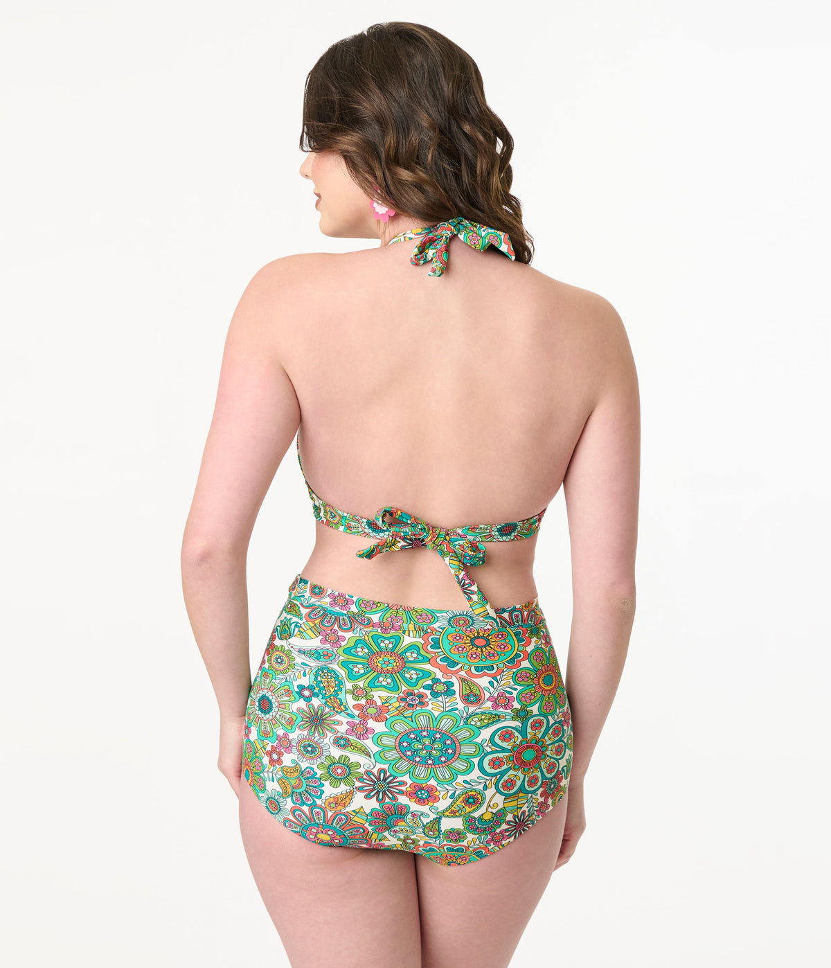 Unique Vintage Green Kaleidoscope Monroe Swim Bottom